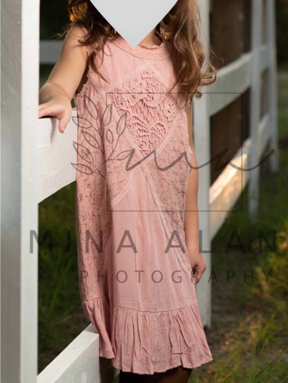 Chelsea & Violet Girls Blush Pink Lace Boho Ruffle Dress Size Small